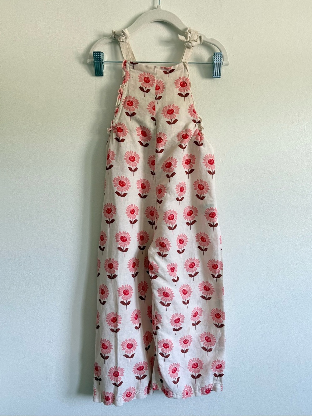 Zara Kids Long Floral Linen Blend Overalls